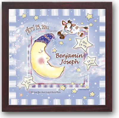 Boy Moon Cow Jumping Stars Moon Bedtime Very Special Newborn Gift Customized Nursery Wall Decor 