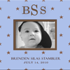 Photo Frames - Monogrammed: Boy Lt. Blue Stripe & Brown Stars